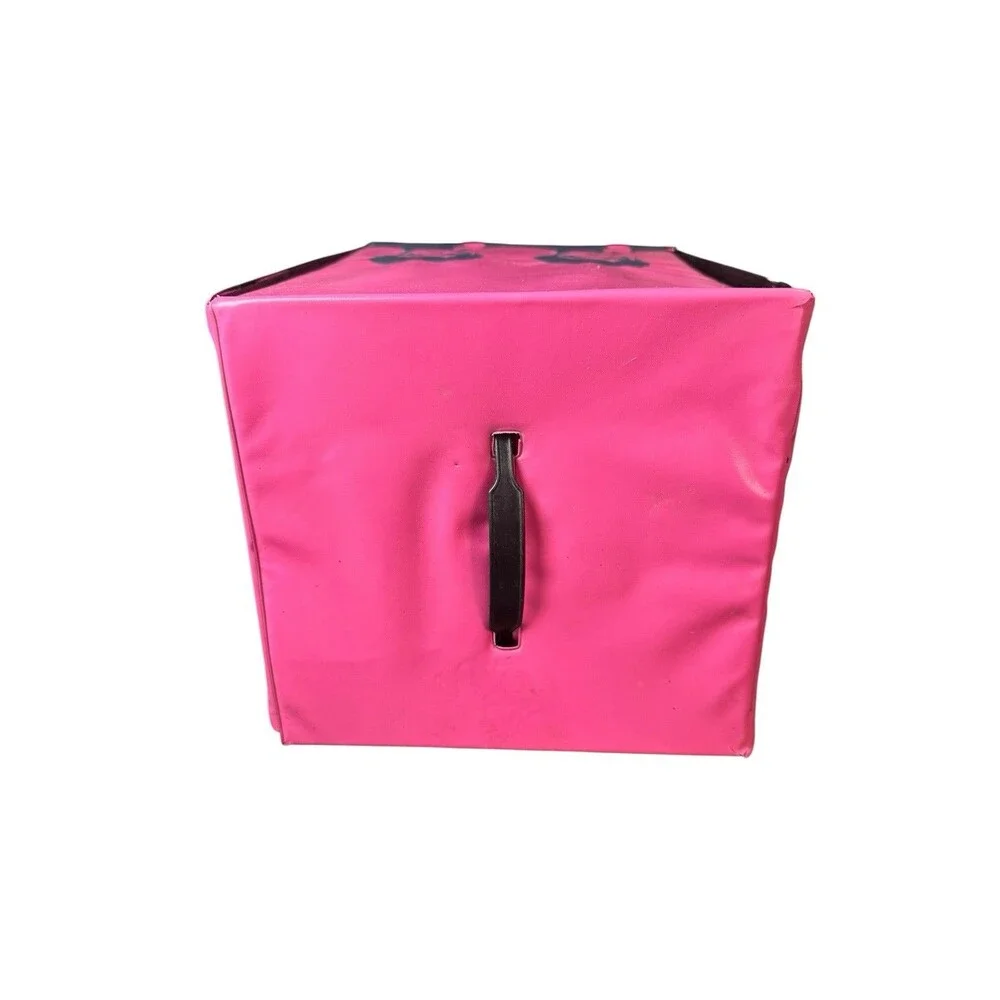 Vintage 1960s Mod Wig Storage Box Pink Woman Design Vinyl Carry Case Wig Stand